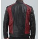 Woodrow Mens Maroon and Black Padded Leather Jacket