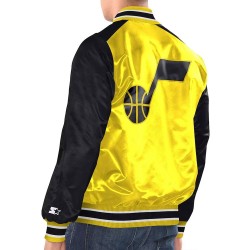 Yellow Black Utah Jazz Renegade Varsity Satin Jacket