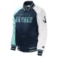 Youth Seattle Kraken Raglan Full-snap Varsity Satin Jacket