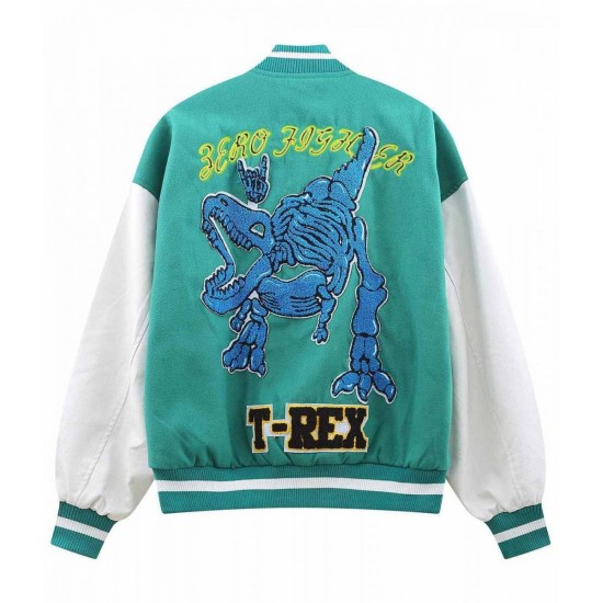 Zero Fighter Dinosaur Skeleton T-Rex Letterman Jacket