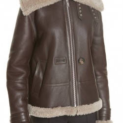 Women Genuine Shearling Brown Aviator Jacket Women Genuine Shearling Brown Aviator Jacket
