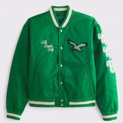 Abercrombie Chiefs Green Varsity Satin Bomber Jacket Abercrombie Chiefs Green Varsity Satin Bomber Jacket