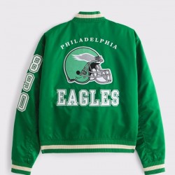 Abercrombie Chiefs Green Varsity Satin Bomber Jacket Abercrombie Chiefs Green Varsity Satin Bomber Jacket