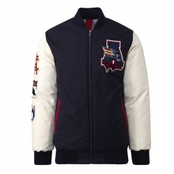 Adelaide Crows Collegiate Navy and White Varsity Jacket  Adelaide Crows Collegiate Navy and White Varsity Jacket