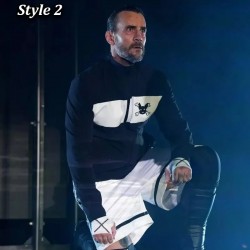 AEW Revolution CM Punk Full-Zip Black Fleece Jacket  AEW Revolution CM Punk Full-Zip Black Fleece Jacket
