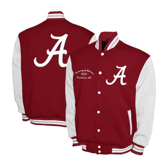 Alabama Crimson Tide Fleece Burgundy and White Varsity Jacket