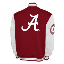 Alabama Crimson Tide Fleece Burgundy and White Varsity Jacket Alabama Crimson Tide Fleece Burgundy and White Varsity Jacket