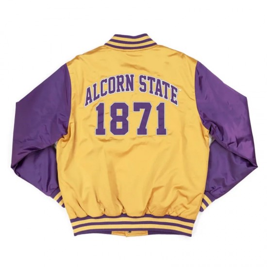 Alcorn State Gold and Purple Baseball Jacket Alcorn State Gold and Purple Baseball Jacket