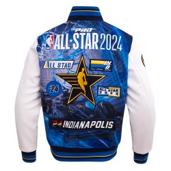 All Star Game 2024 Men's Wool Varsity Jacket Midnight Navy Blue All Star Game 2024 Men's Wool Varsity Jacket Midnight Navy Blue