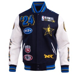 All Star Game 2024 Men's Wool Varsity Jacket Midnight Navy Blue All Star Game 2024 Men's Wool Varsity Jacket Midnight Navy Blue