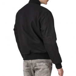 All-Wool Letterman Jacket in Sleek All-Black All-Wool Letterman Jacket in Sleek All-Black