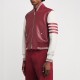 Alton Mason Burgundy and White Varsity Leather Jacket