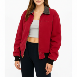 American Sweatshop Daisy Moriarty Bomber Cotton Red Jacket