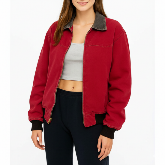 American Sweatshop Daisy Moriarty Bomber Cotton Red Jacket American Sweatshop Daisy Moriarty Bomber Cotton Red Jacket