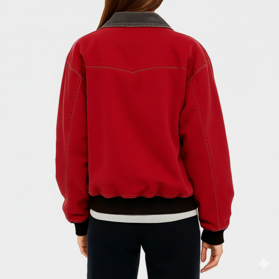 American Sweatshop Daisy Moriarty Bomber Cotton Red Jacket