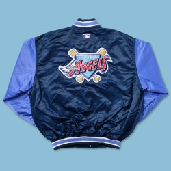 Anaheim Angels Navy and Light Blue Bomber Satin Jacket Anaheim Angels Navy and Light Blue Bomber Satin Jacket