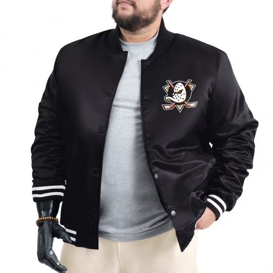 Anaheim Ducks Adaptive Bold Logo Varsity Satin Jacket Anaheim Ducks Adaptive Bold Logo Varsity Satin Jacket