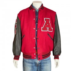 Annandale Red & Black Varsity – Leather Sleeve Letterman Jacket