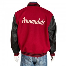 Annandale Red & Black Varsity – Leather Sleeve Letterman Jacket
