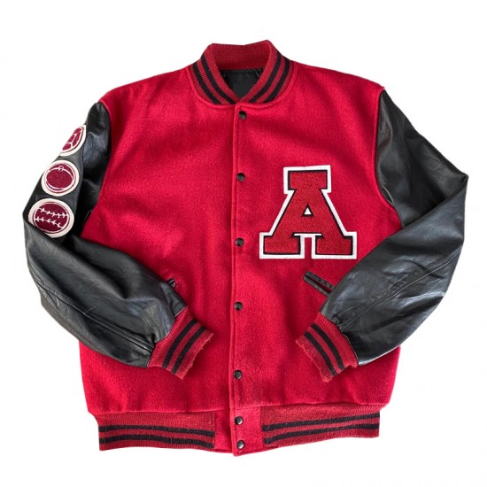 Annandale Red & Black Varsity – Leather Sleeve Letterman Jacket Annandale Red & Black Varsity – Leather Sleeve Letterman Jacket