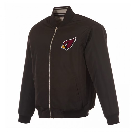 Arizona Cardinals Black/Gray Full-Zip Reversible Flight Jacket Arizona Cardinals Black/Gray Full-Zip Reversible Flight Jacket