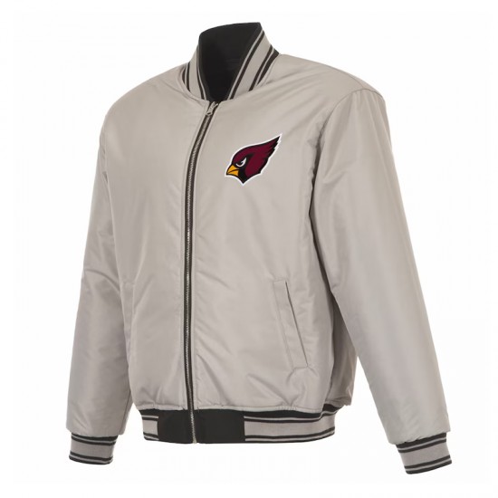Arizona Cardinals Black/Gray Full-Zip Reversible Flight Jacket Arizona Cardinals Black/Gray Full-Zip Reversible Flight Jacket