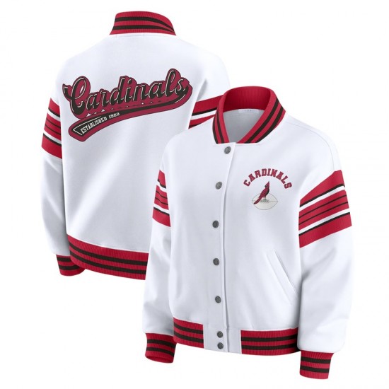 Arizona Cardinals Snap Front White Fleece Jacket Arizona Cardinals Snap Front White Fleece Jacket