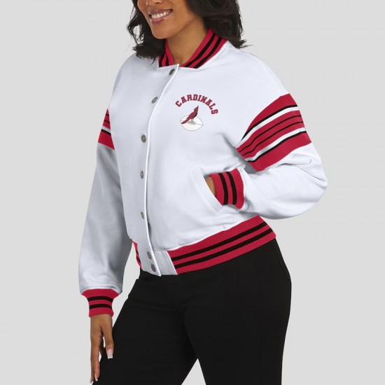 Arizona Cardinals Snap Front White Fleece Jacket