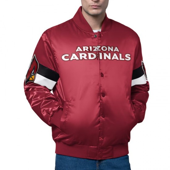 Arizona Cardinals Triple Option Varsity Satin Jacket Arizona Cardinals Triple Option Varsity Satin Jacket