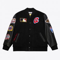 Atlanta Braves Black Out Vintage Logo Varsity Jacket Atlanta Braves Black Out Vintage Logo Varsity Jacket
