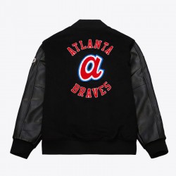 Atlanta Braves Black Out Vintage Logo Varsity Jacket Atlanta Braves Black Out Vintage Logo Varsity Jacket