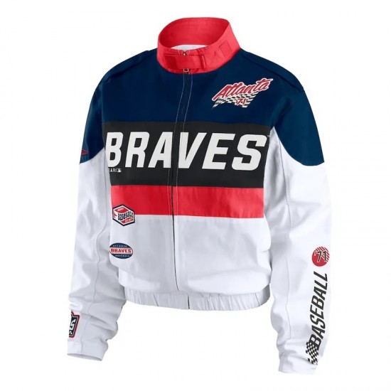 Atlanta Braves Racing Navy/White Full-Zip Jacket Atlanta Braves Racing Navy/White Full-Zip Jacket