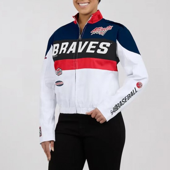 Atlanta Braves Racing Navy/White Full-Zip Jacket