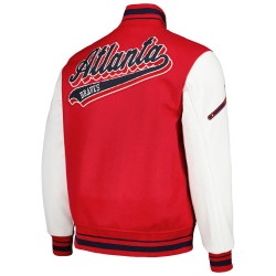 Atlanta Braves Script Tail Red and White Varsity Jacket