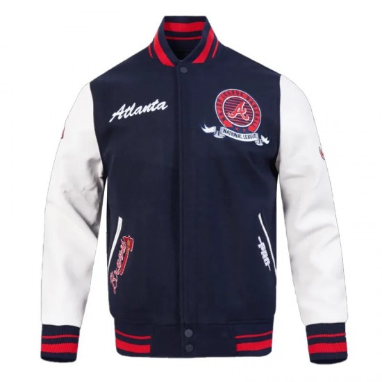 Atlanta Braves Team Badge Classic Rib Varsity Jacket Atlanta Braves Team Badge Classic Rib Varsity Jacket