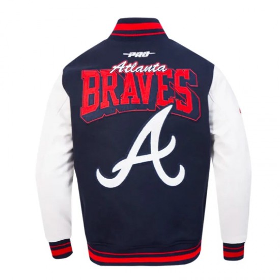Atlanta Braves Team Badge Classic Rib Varsity Jacket Atlanta Braves Team Badge Classic Rib Varsity Jacket