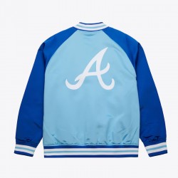 Atlanta Braves Vintage Logo Double Clutch Blue Satin Jacket Atlanta Braves Vintage Logo Double Clutch Blue Satin Jacket