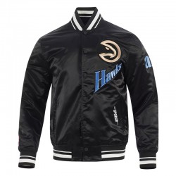 Atlanta Hawks 2024/25 City Edition Chenille Black Satin Jacket Atlanta Hawks 2024/25 City Edition Chenille Black Satin Jacket