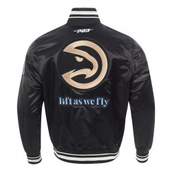 Atlanta Hawks 2024/25 City Edition Chenille Black Satin Jacket Atlanta Hawks 2024/25 City Edition Chenille Black Satin Jacket