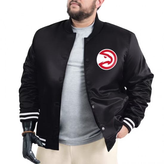 Atlanta Hawks Adaptive Bold Logo Varsity Satin Jacket Atlanta Hawks Adaptive Bold Logo Varsity Satin Jacket