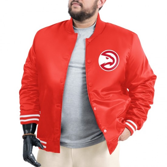 Atlanta Hawks Adaptive Bold Logo Varsity Satin Jacket Atlanta Hawks Adaptive Bold Logo Varsity Satin Jacket
