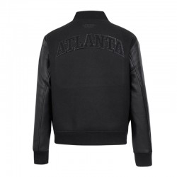 Atlanta Hawks Triple Black Varsity Wool and Leather Jacket 