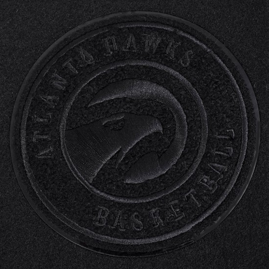 Atlanta Hawks Triple Black Varsity Wool and Leather Jacket Atlanta Hawks Triple Black Varsity Wool and Leather Jacket