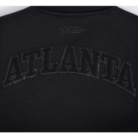 Atlanta Hawks Triple Black Varsity Wool and Leather Jacket Atlanta Hawks Triple Black Varsity Wool and Leather Jacket