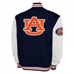 Auburn Tigers Fleece Navy and White Varsity Jacket Auburn Tigers Fleece Navy and White Varsity Jacket