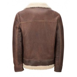 Men's Aviator Faux Shearling Brown Leather Jacket Men's Aviator Faux Shearling Brown Leather Jacket