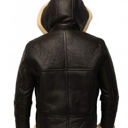 B3 Shearling Removable Hood Black Jacket