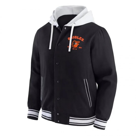 Baltimore Orioles Black Cotton Hooded Jacket Baltimore Orioles Black Cotton Hooded Jacket