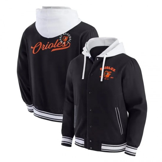 Baltimore Orioles Black Cotton Hooded Jacket Baltimore Orioles Black Cotton Hooded Jacket