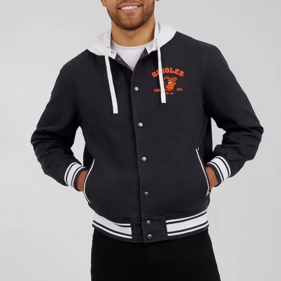 Baltimore Orioles Black Cotton Hooded Jacket Baltimore Orioles Black Cotton Hooded Jacket